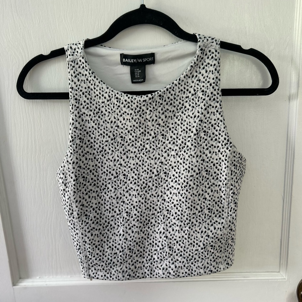 Black and white high neck sports bra/tank top